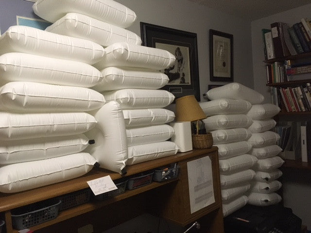 A stack of pillowpackers inflatable liners during testing