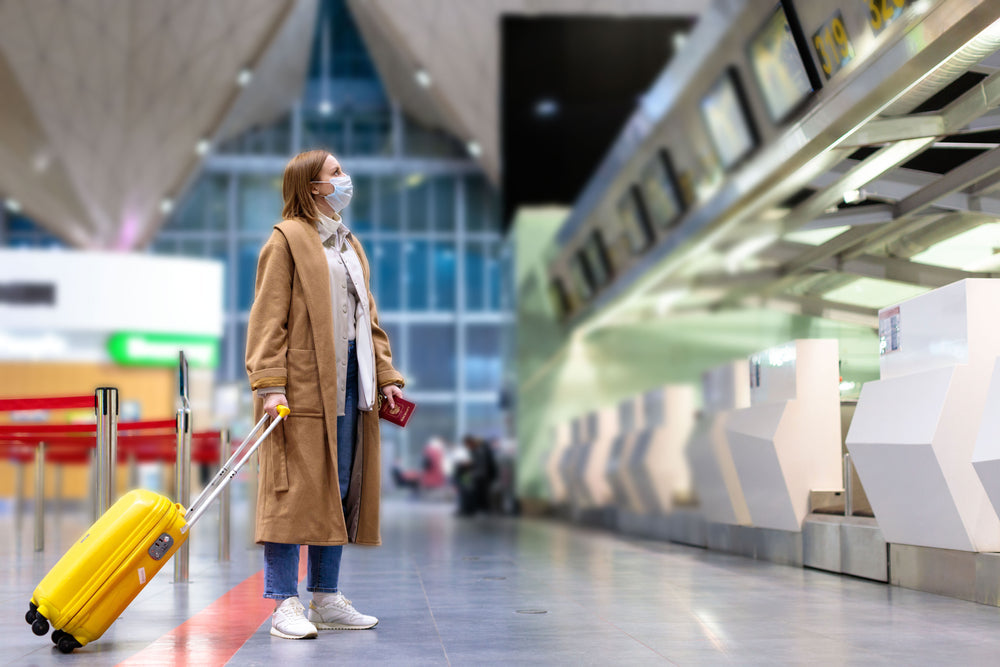 Woman in airport terminal 