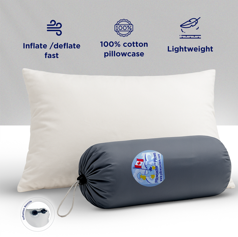 Down Alternative Microfiber Inflatable Travel Pillow
